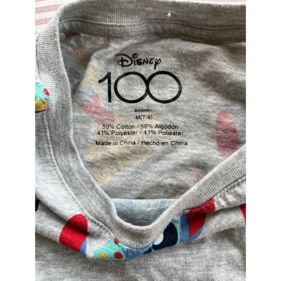 Disney 100 Christmas T-Shirt Juniors M Gray Mickey & Friends Festive Print - Picture 3 of 7